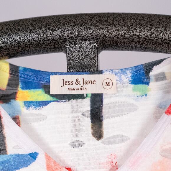 Jess & Jane Womens Colorful Cold Shoulder Tunic Top MEDIUM Wearable Art Abstract - Picture 6 of 6